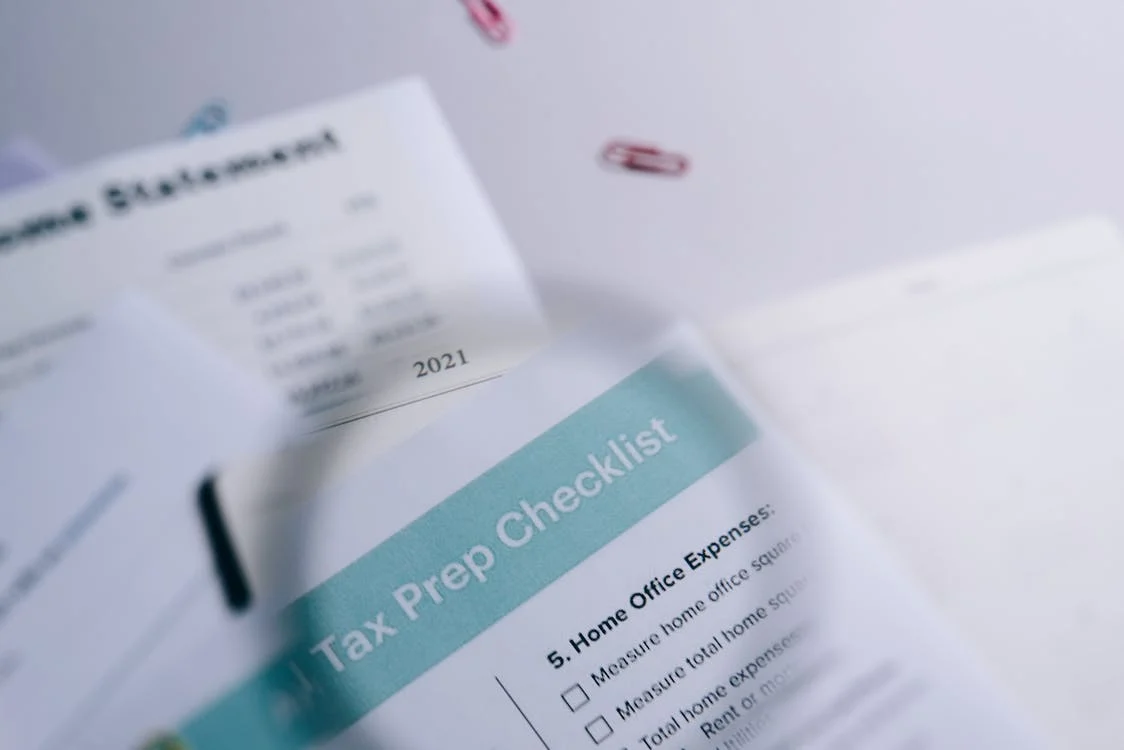 blurred close up of a tax checklist
