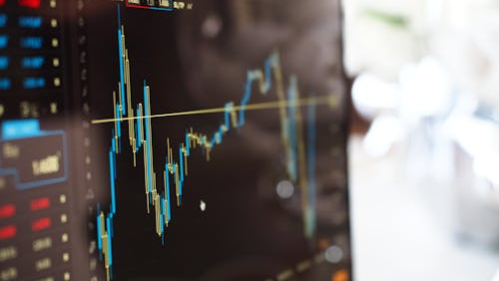 Picture1 Monitor screen displaying a business graph used for financial and tax planning